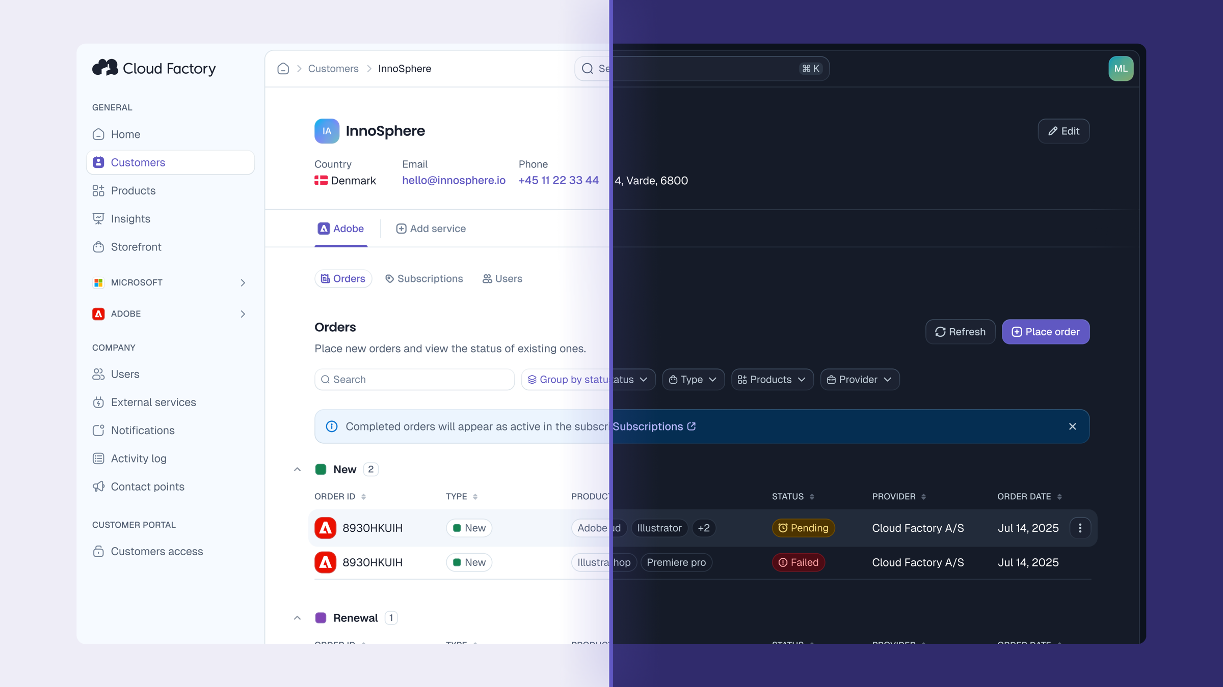 Partner portal before redesign