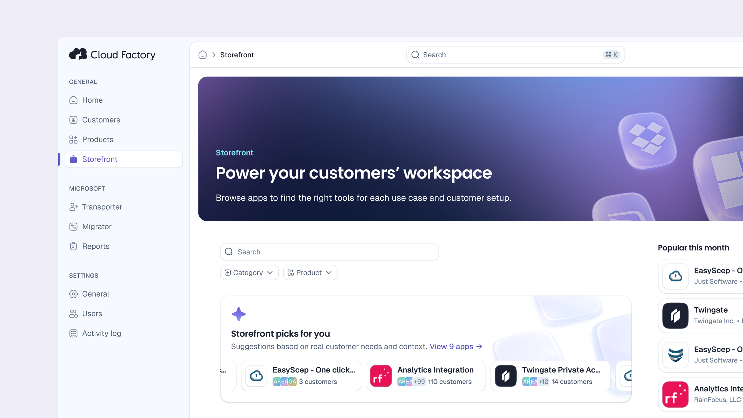 Storefront product discovery