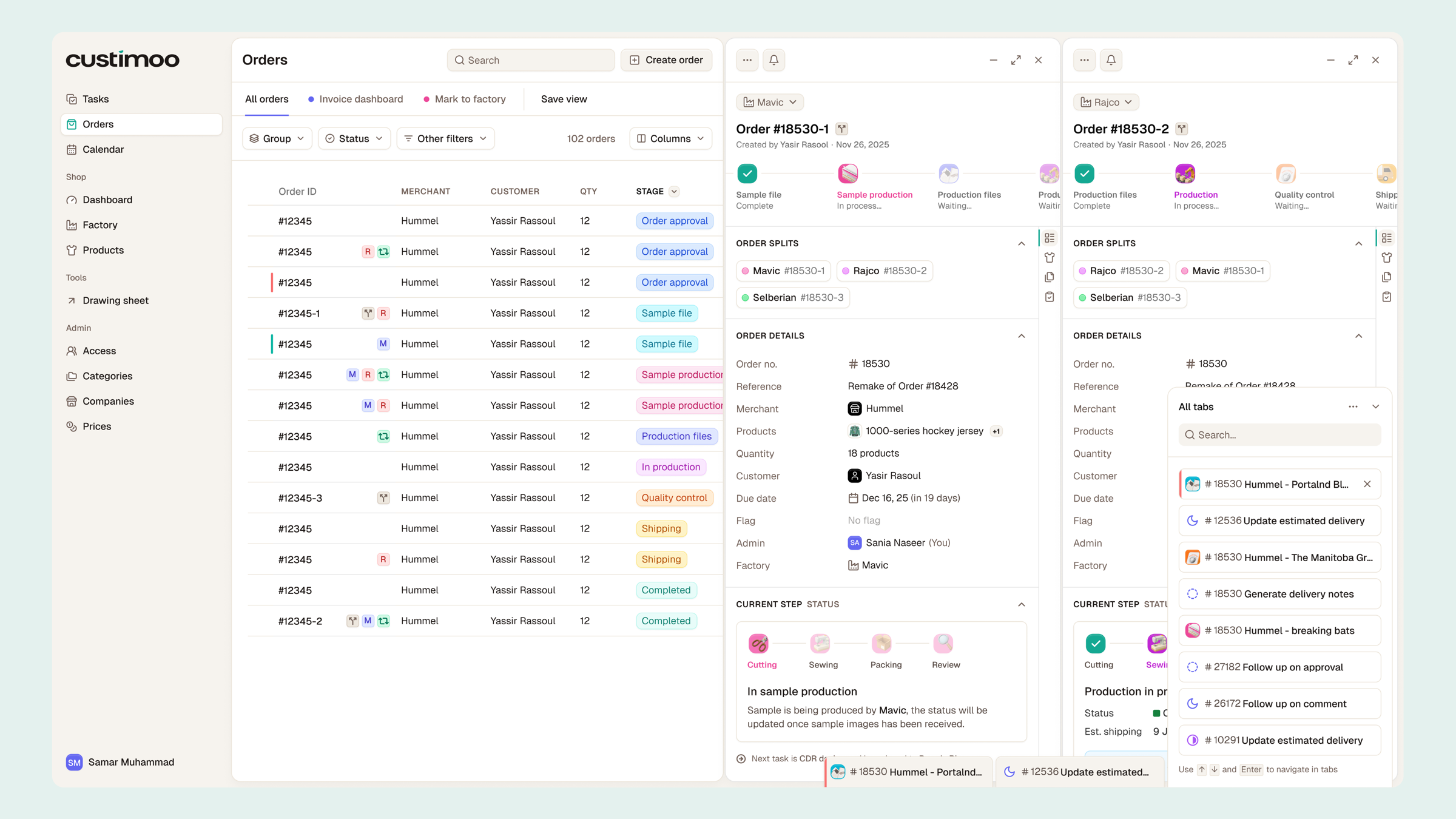 Multi-column workspace view