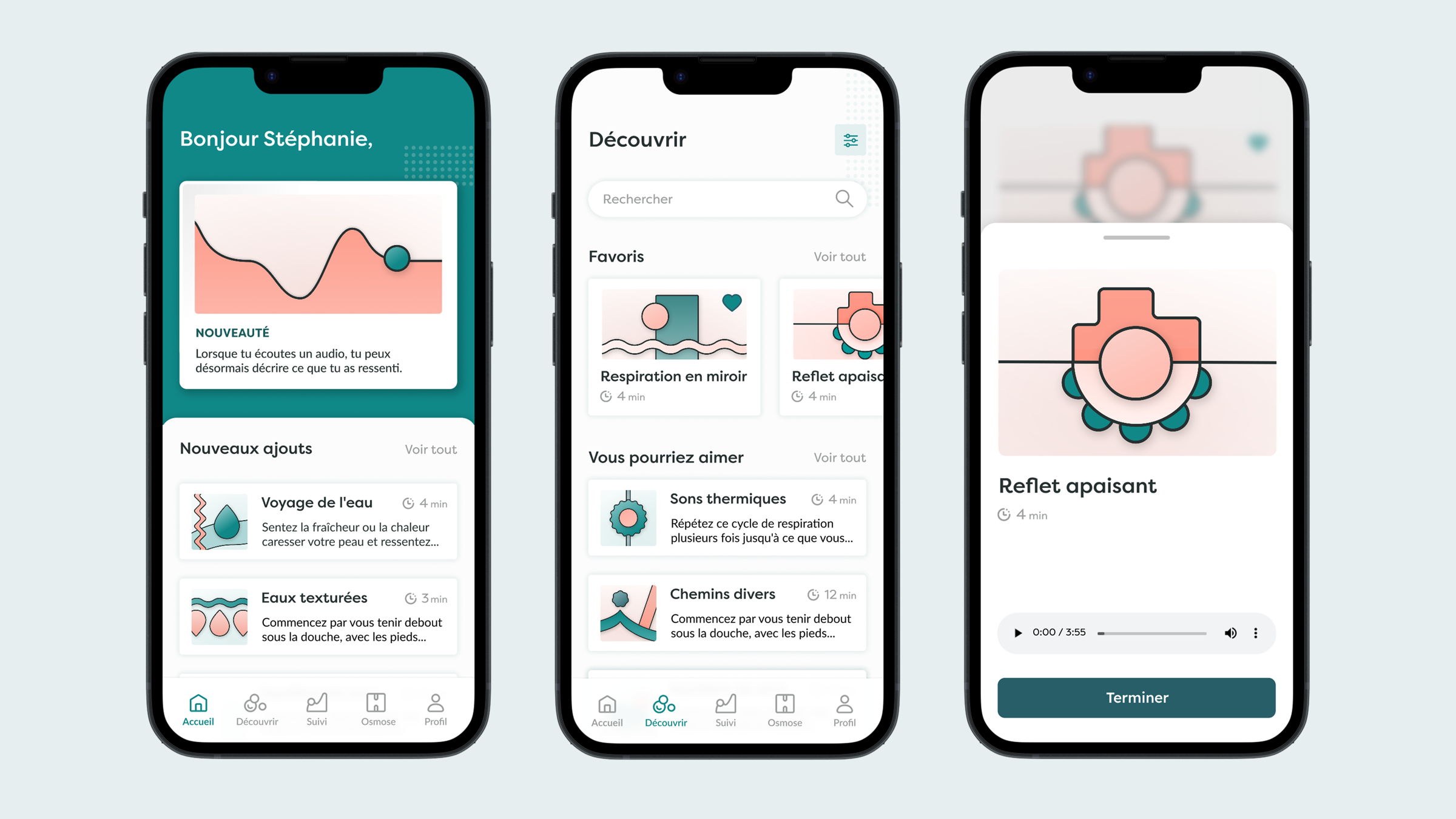 Mobile app screens
